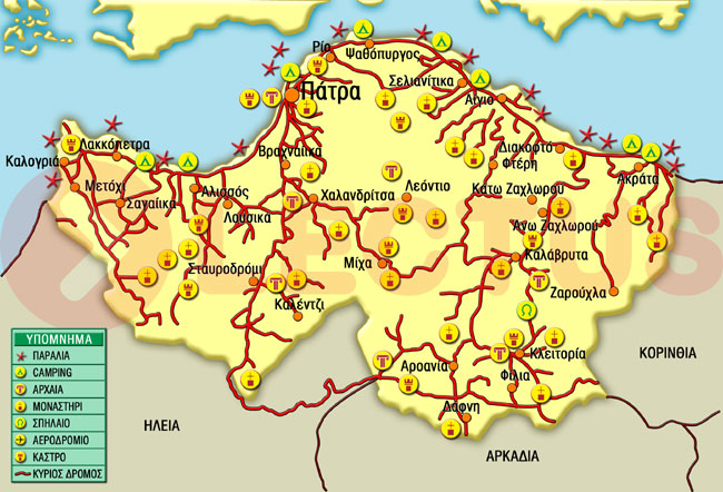 Χάρτης - Αχαΐα